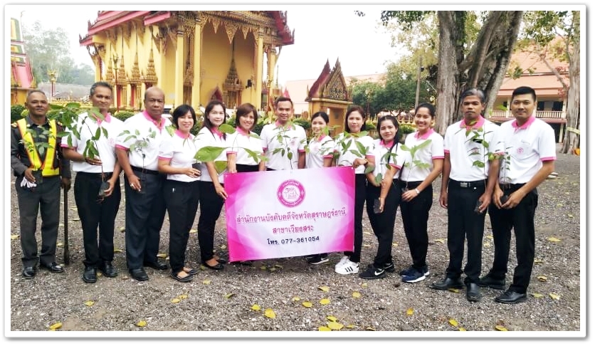 ﻿สำนักงานบังคับคดีจังหวัดสุราษฎร์ธานี สาขาเวียงสระ ร่วมใจปลูกต้นไม้ เนื่องในวันต้นไม้ประจำปีของชาติ พ.ศ. 2562 ณ จังหวัดสุราษฎร์ธานี 